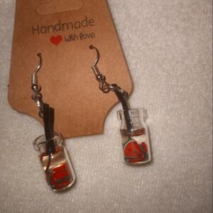 watermelon fruit drink cup dangle earrings